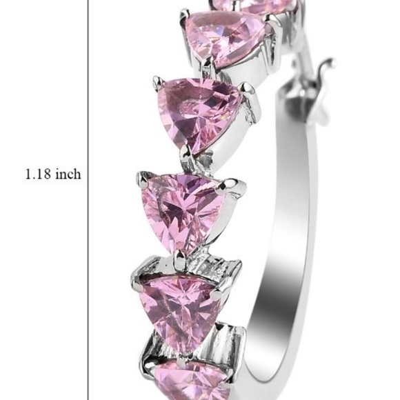 Gorgeous Simulated Pink Heart Earrings - Picture 4 of 5